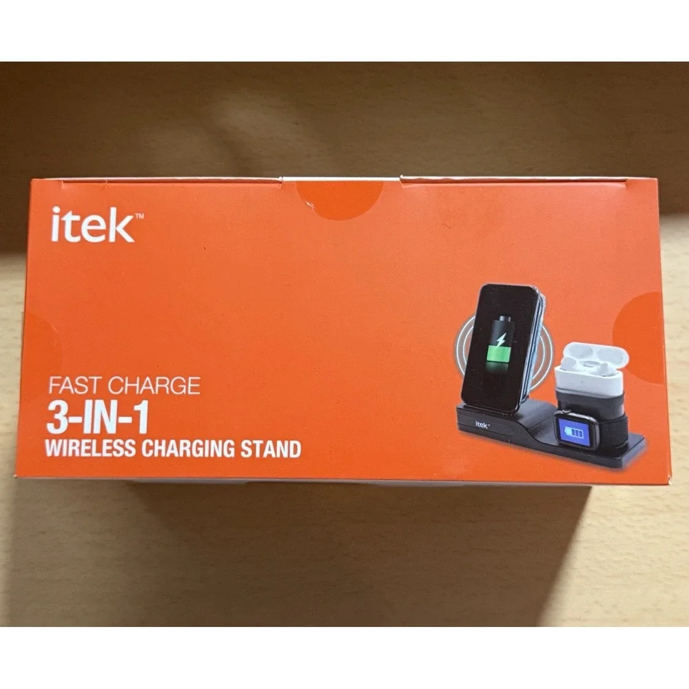 itek Fast Charge 3-In-1 Qi Wireless Charging Stand Charge 3 Devices at Once, New